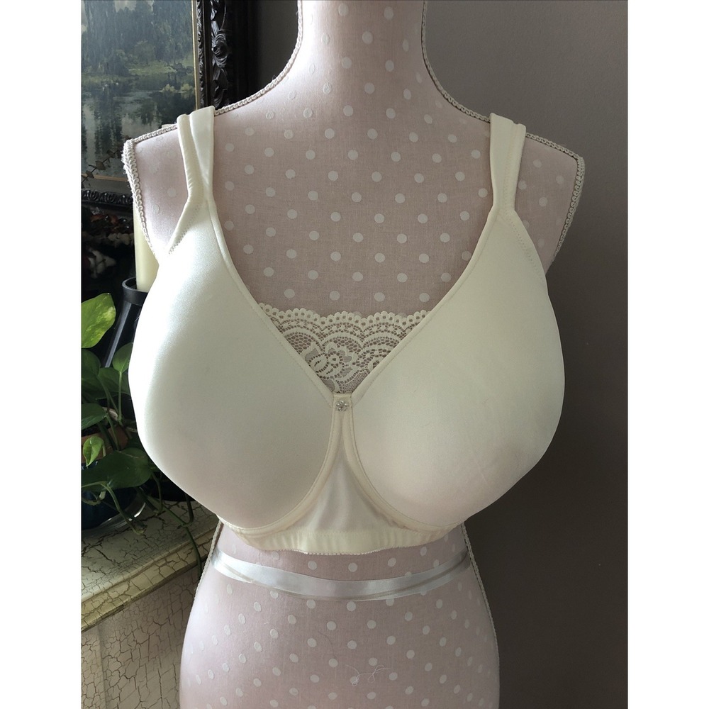 Jodee 48B Lace Mastectomy Bra Ivory Pocketed Wire Free Post Surgical Comfort Bra